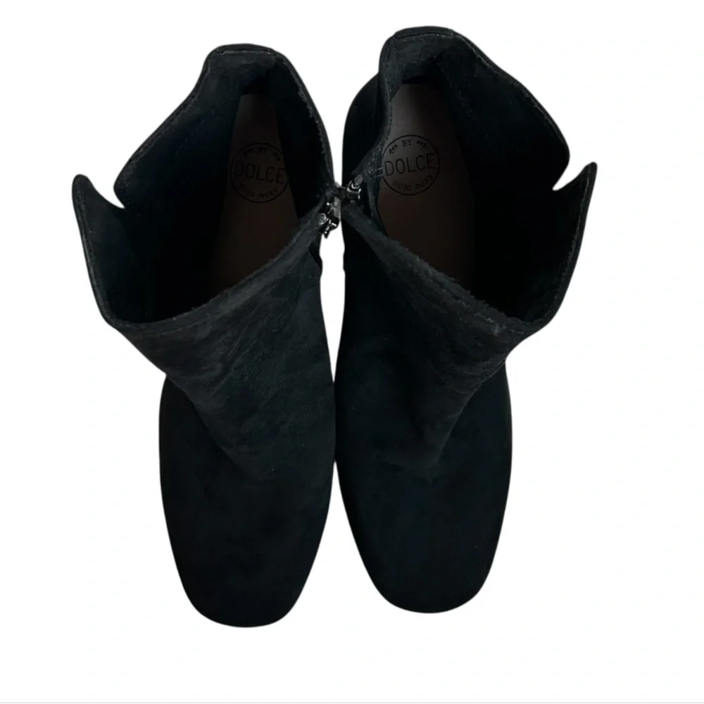 DOLCE by MOJO MOXY‎ Women’s Black Suede Ankle Boots Jeweled Studded Heel Zip 11M